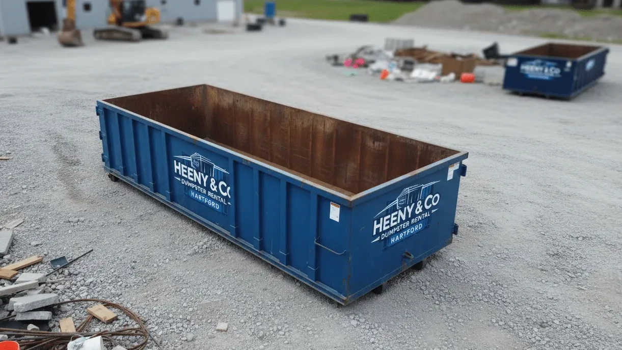 Heavy debris container loaded with concrete and masonry in Hartford, Connecticut