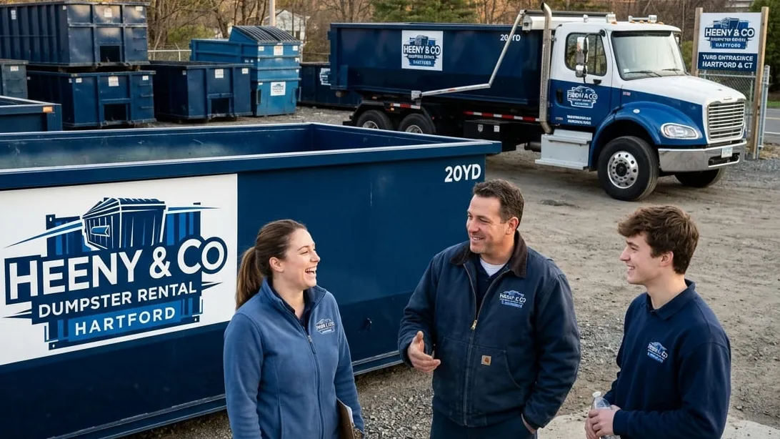 Home cleanout checklist for Hartford, Connecticut — container loaded during a whole-house basement and attic declutter